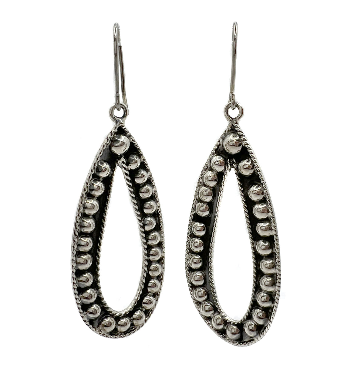 Sterling Silver Polished + Oxidized Earrings