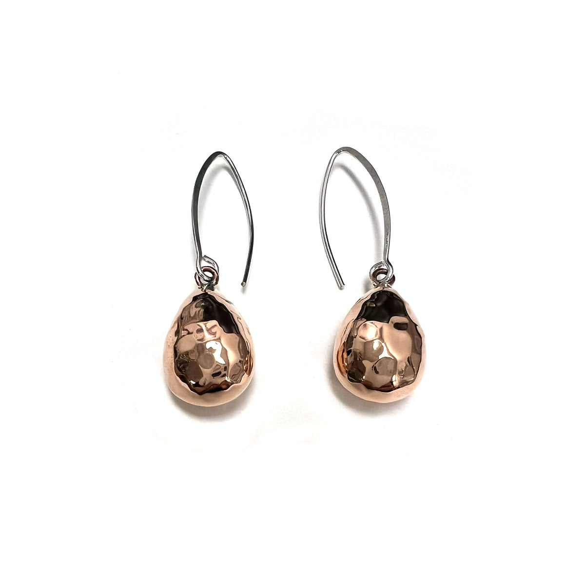 Copper Hammered Drop Earrings