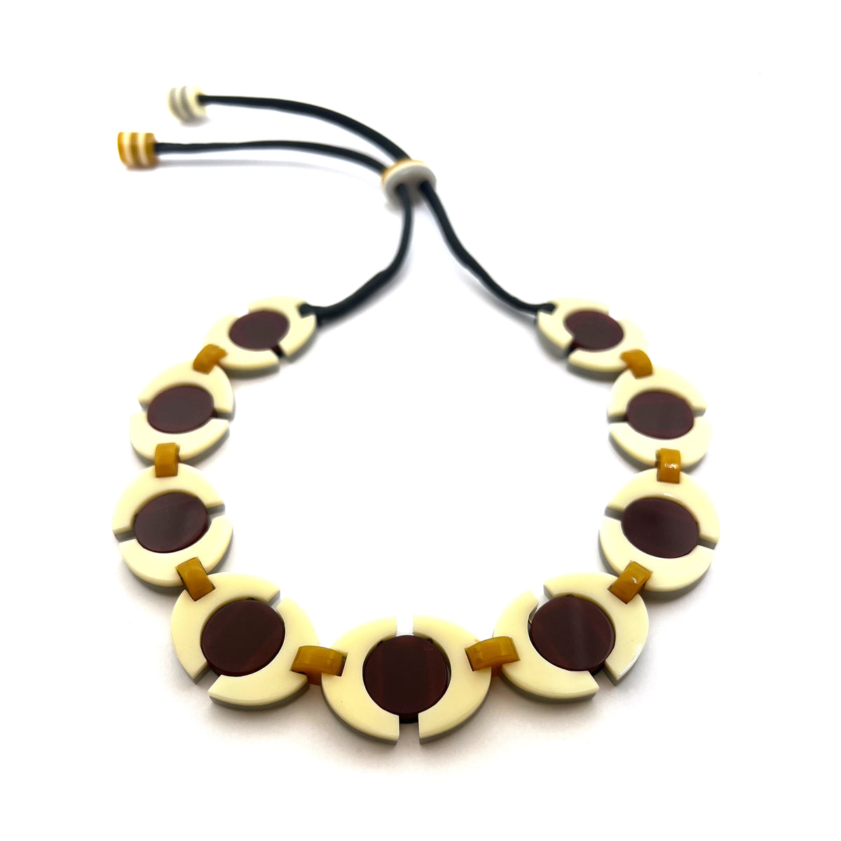 Panorama Round Link Necklace Blue/Burgundy