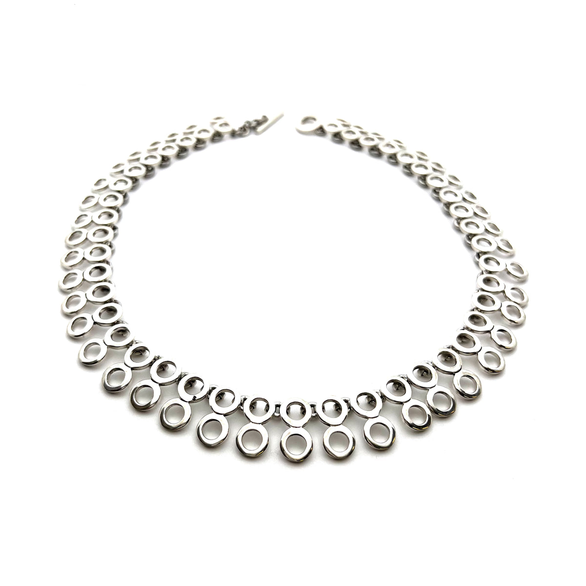 Sterling Silver Circles Necklace + Earrings