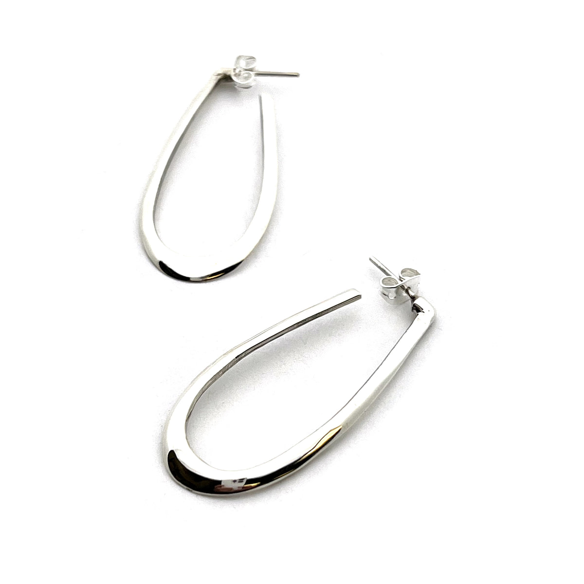 Sterling Silver J Shape Hoop Earrings