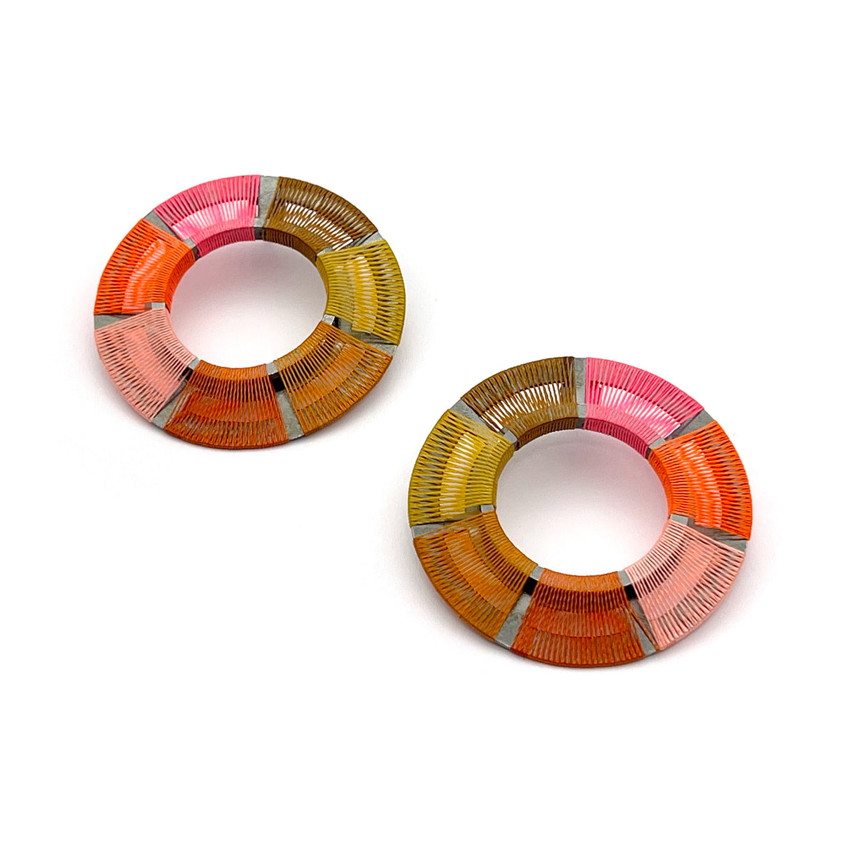 Large Circle Thread Stud Earrings