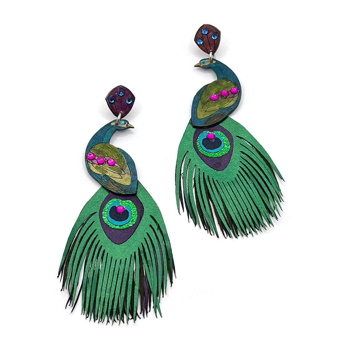 Extra Large Peacock Earrings