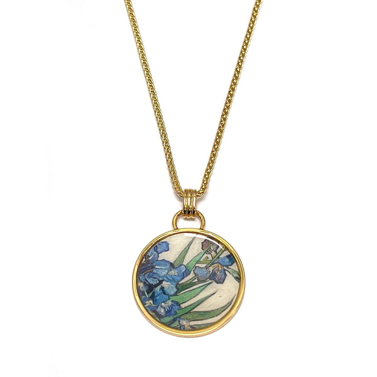 Van Gogh Irises Enamel Pendant Necklace