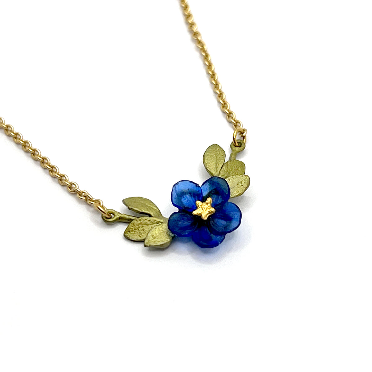 Collier fleur unique bleu violet - Michael Michaud Design