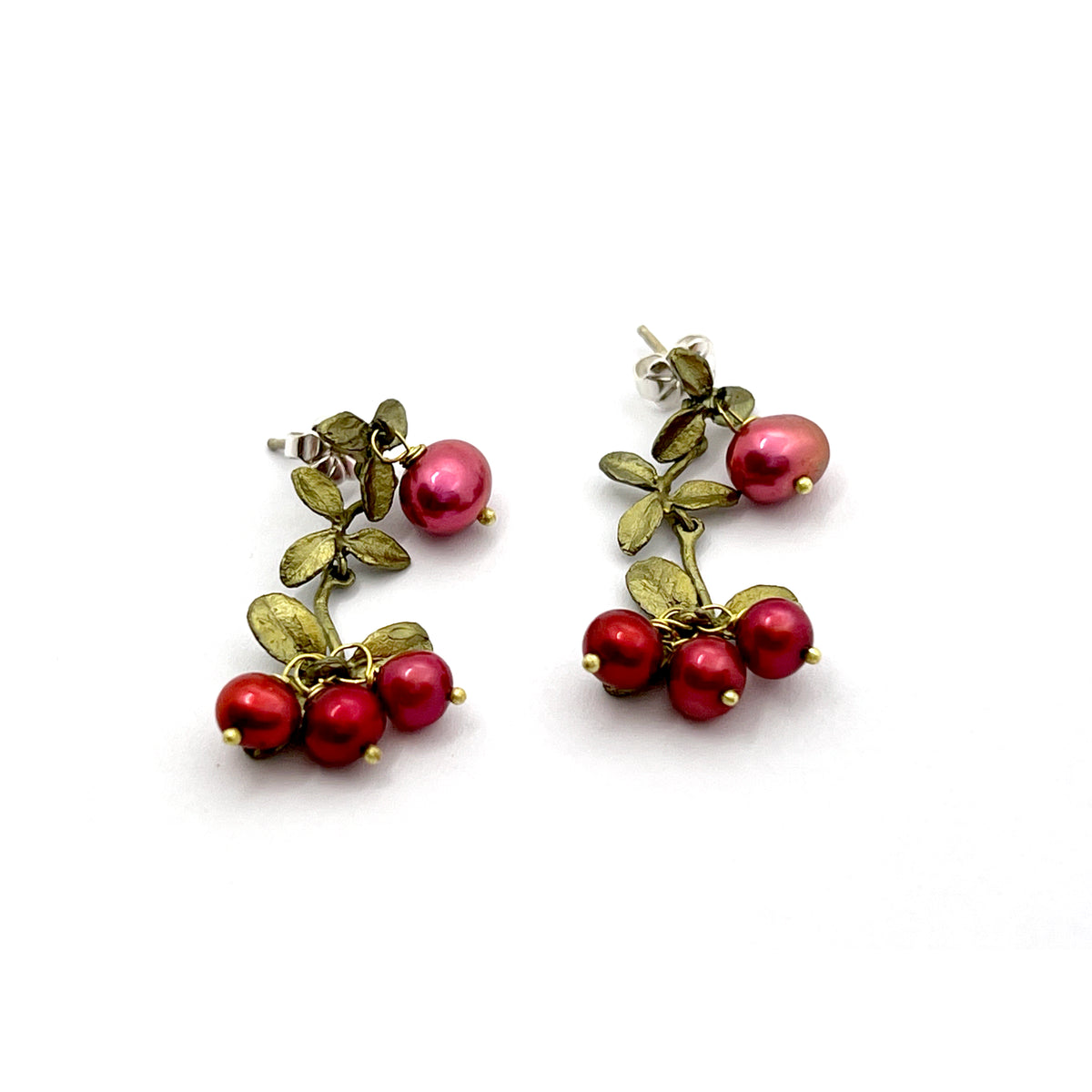 Cranberry Dangle Post Earrings - Michael Michaud Design