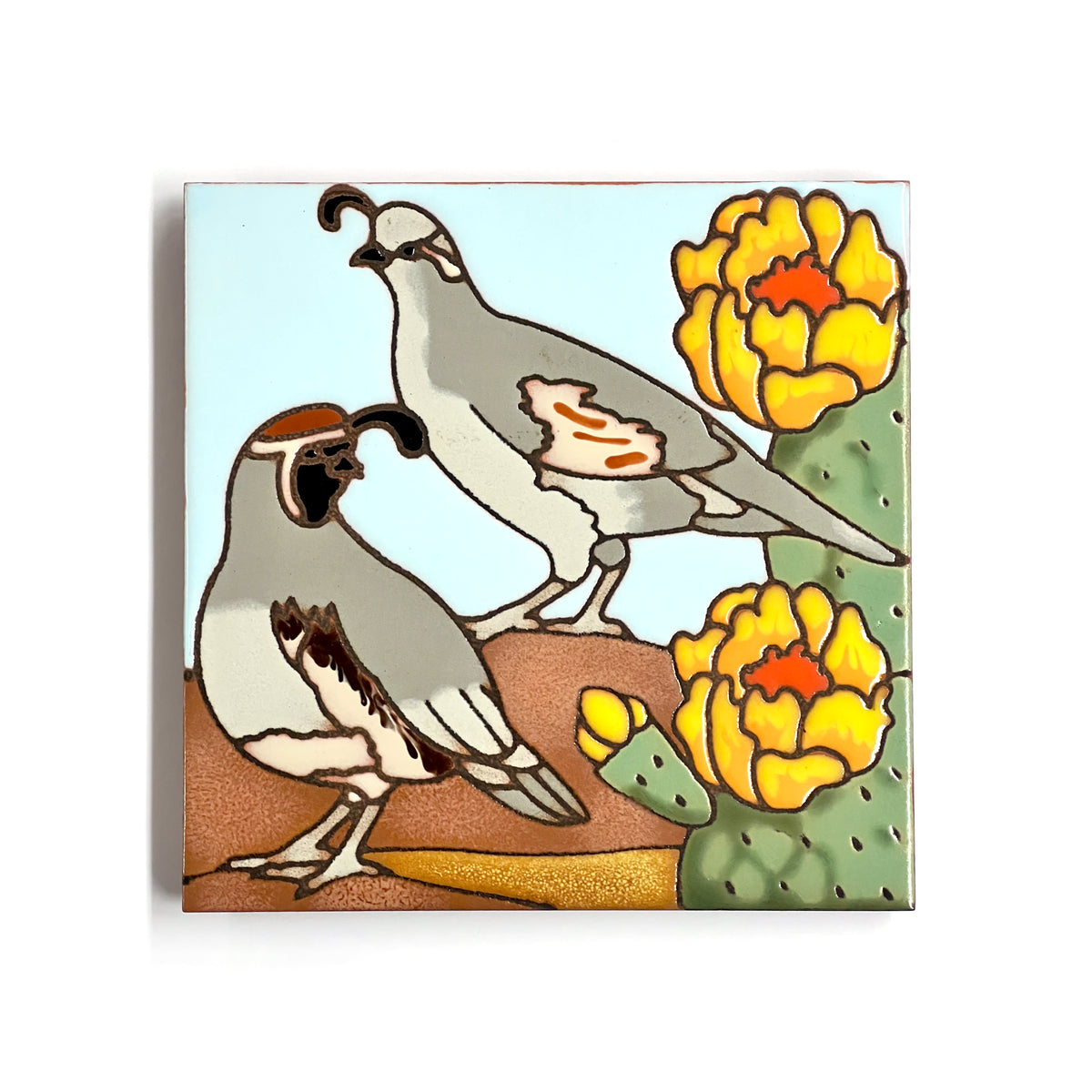 Quail Hand Glazed Tile