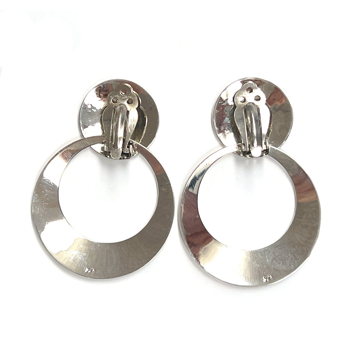 Sterling Silver Hammered with Interlocking Oval Clip-on Earring