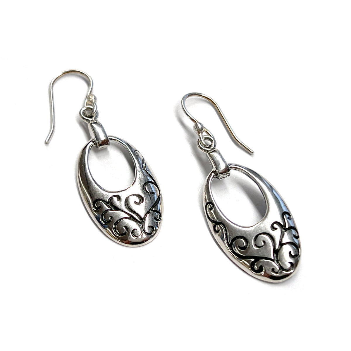 Sterling Silver Dangle with Embellishment Earrings
