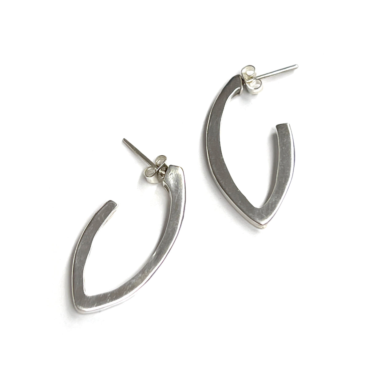 Sterling Silver Lanceolate Hoop Earrings