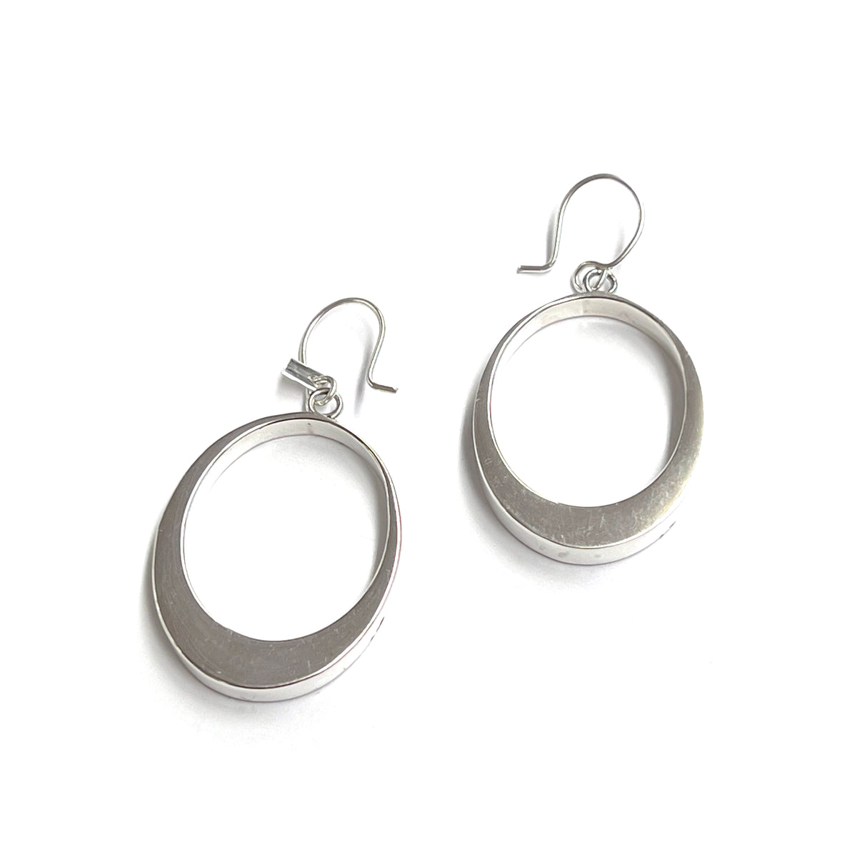 Sterling Silver Oval Dangle Earrings