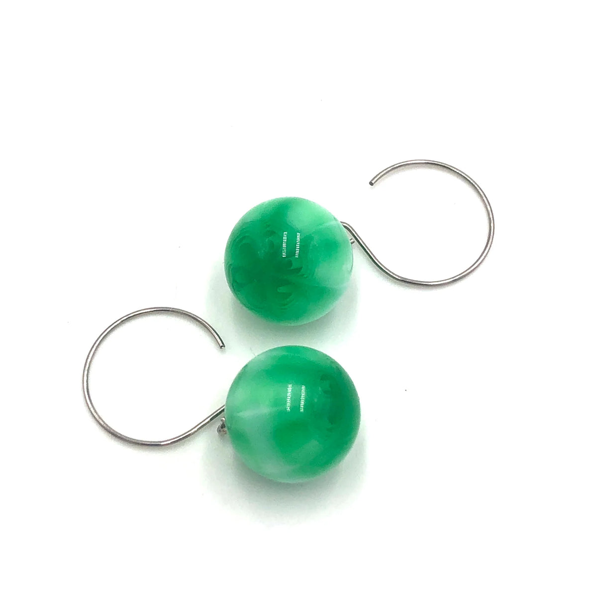 Green Stripe Moonglow Jumbo Ball Earrings