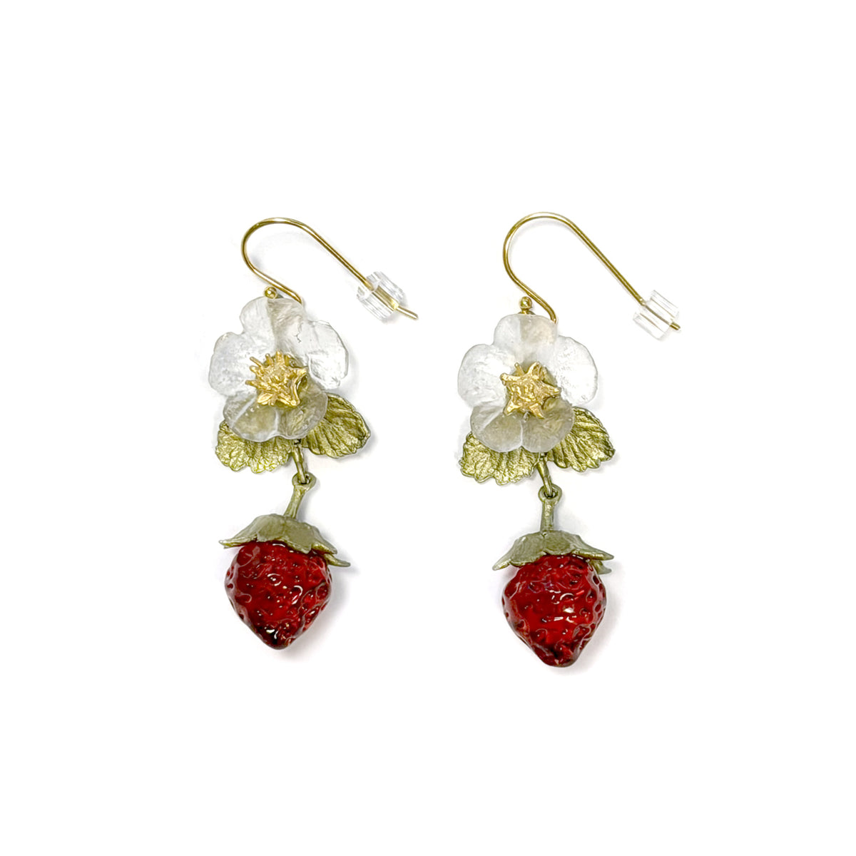 Michael Michaud Strawberry Flower Drop Wire Earrings