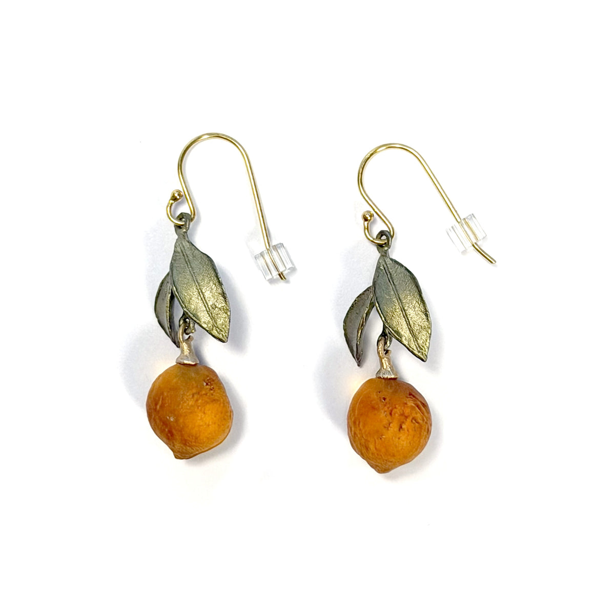 Michael Michaud Orange Blossom Leaf Drop Dangle Wire Earrings