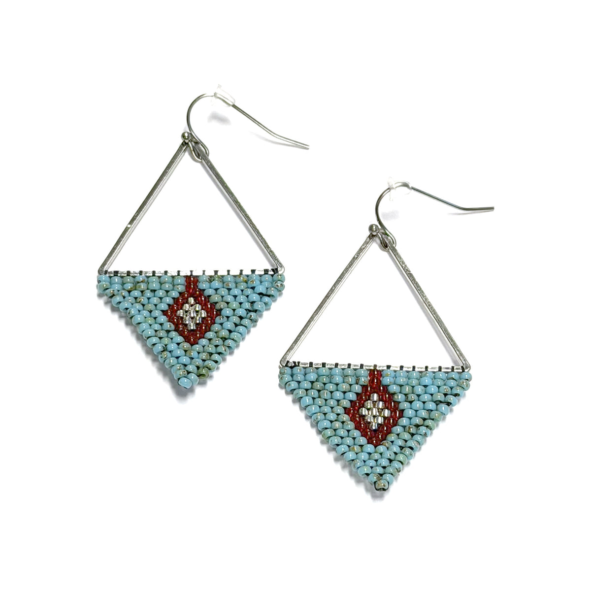 Silver Red + Turquoise Earrings