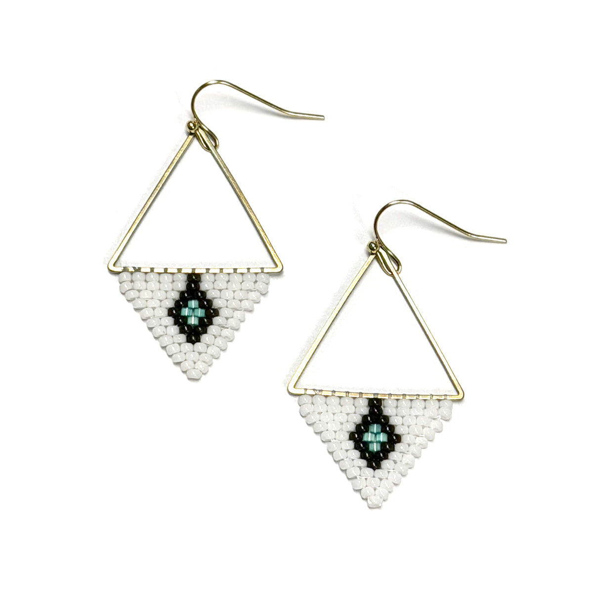 Brown + Teal Triangle Earrings