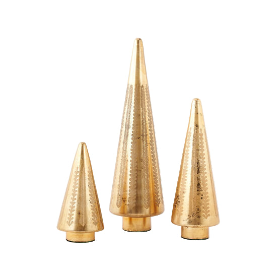 Etched Gold Glass Holiday Trees