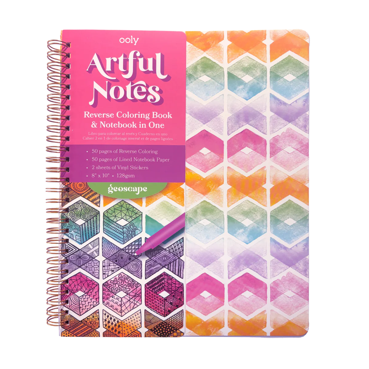 Artful Notes Reverse Geoscape Coloring Notebook
