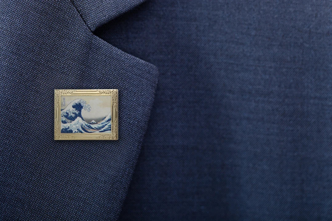 The Great Wave by Hokusai Art Frame Pin -  Fine Art Lapel Pin