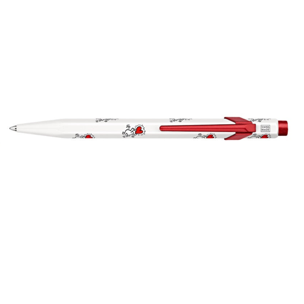 Stylo à bille blanc Caran d&#39;Ache Keith Haring 849™ dans une boîte en métal