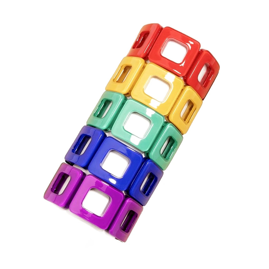 Square Elasticated Resin Pop Bracelet