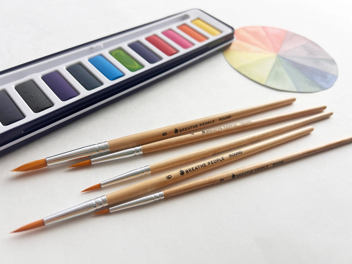 5 Piece Round Watercolor Brush Set