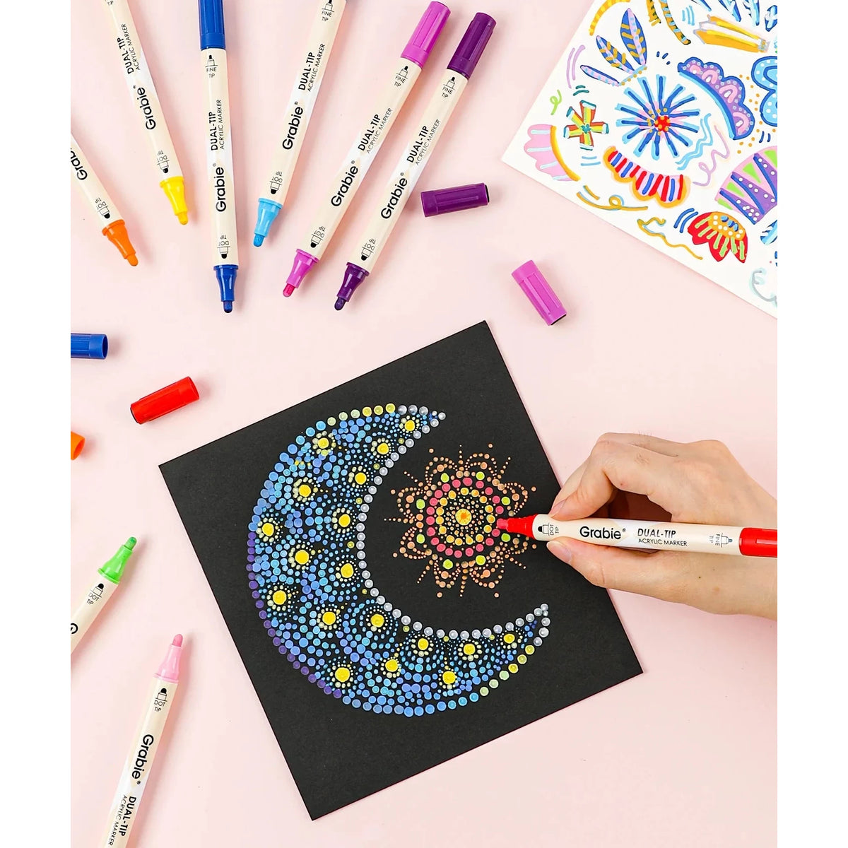 Dual Tip Dot + Fine Tip Acrylic Paint Marker Set of 36