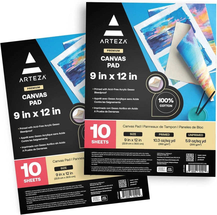 Arteza® Canvas Pad 2-Pack, 9" X 12"