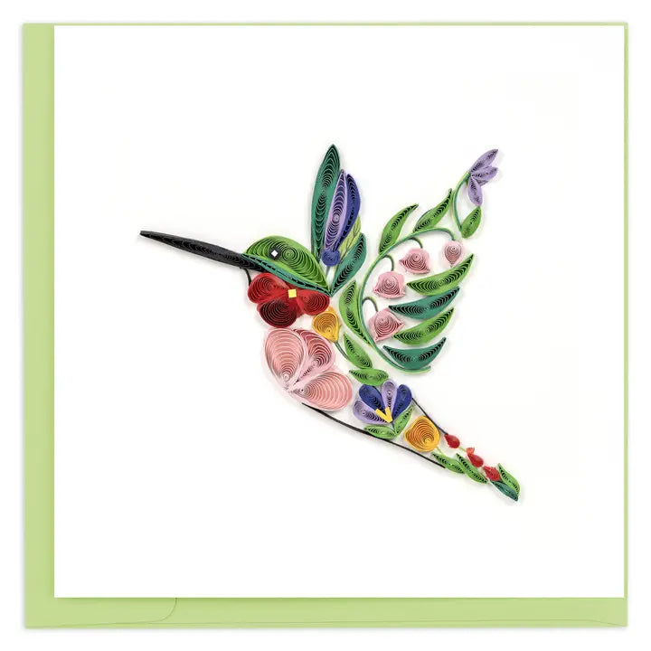 Decorative Floral Hummingbird Quilling Card