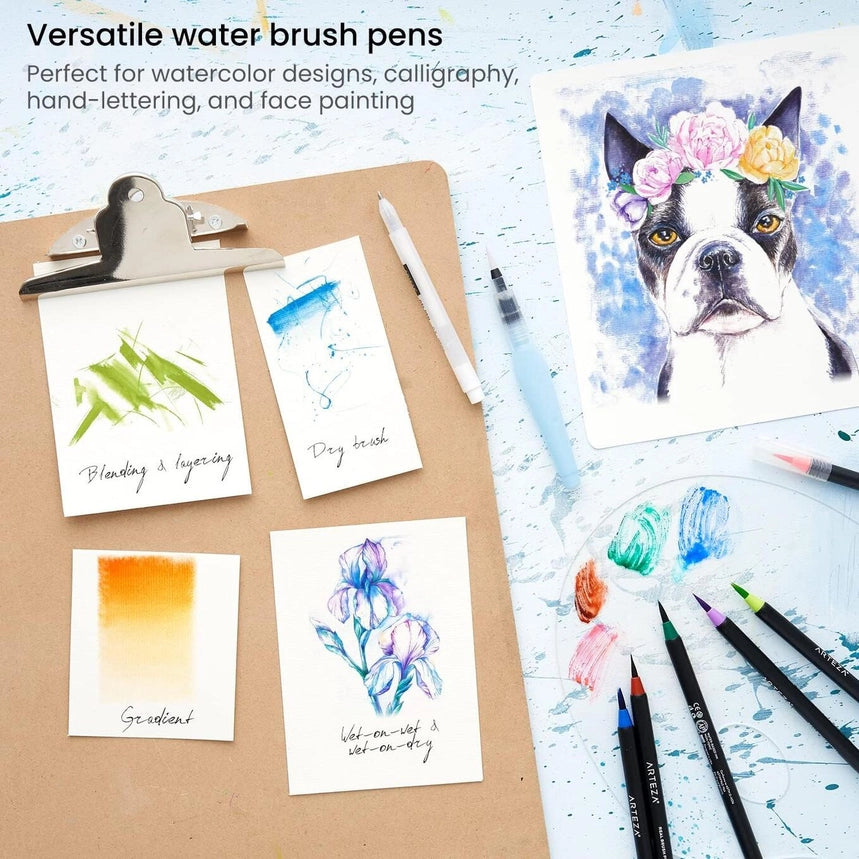 Arteza® Water Brush Pens Set, Assorted Tips, 4 Pc.