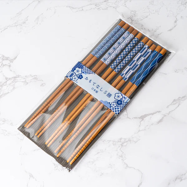 Blue + White Japanese Chopstick Set of 5