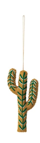 Handmade Wool Felt Cactus Ornament with Flowers/Embroidery