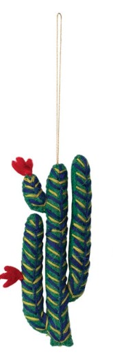 Handmade Wool Felt Cactus Ornament with Flowers/Embroidery