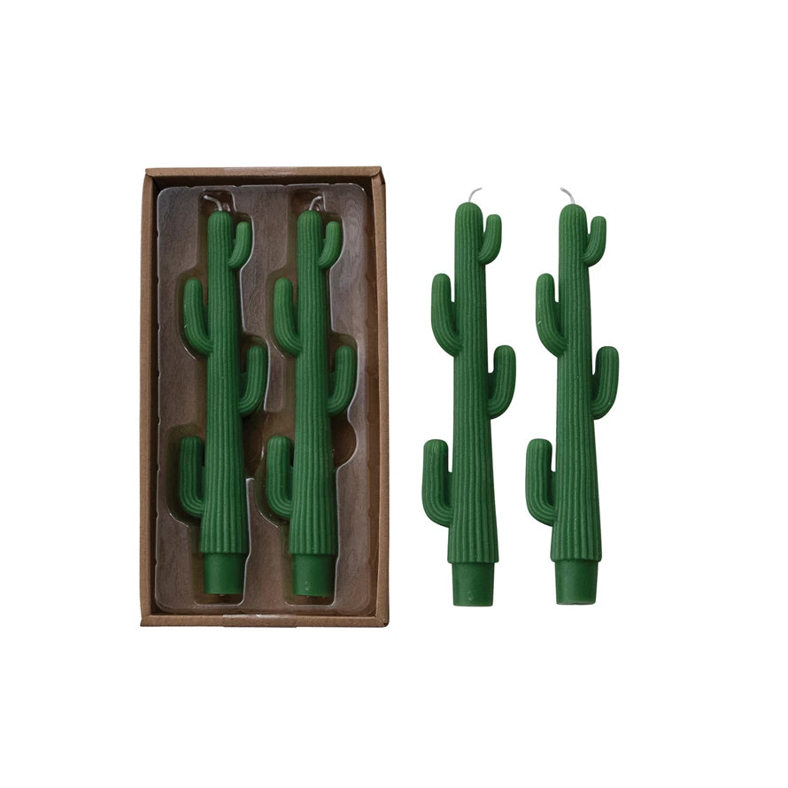 Green Cactus Shaped Taper Candles