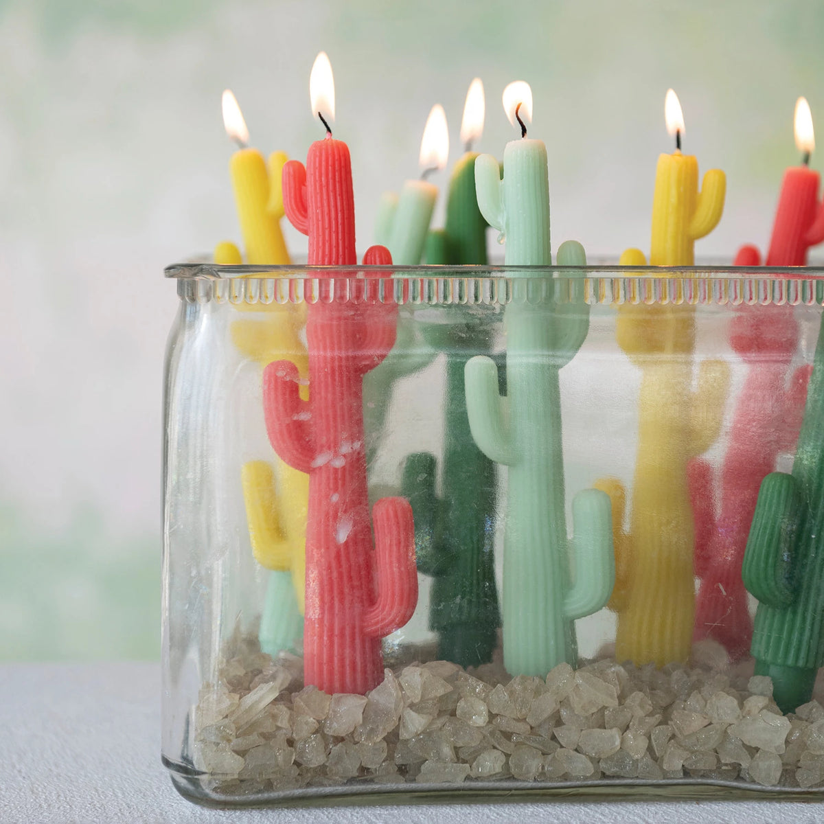 Green Cactus Shaped Taper Candles