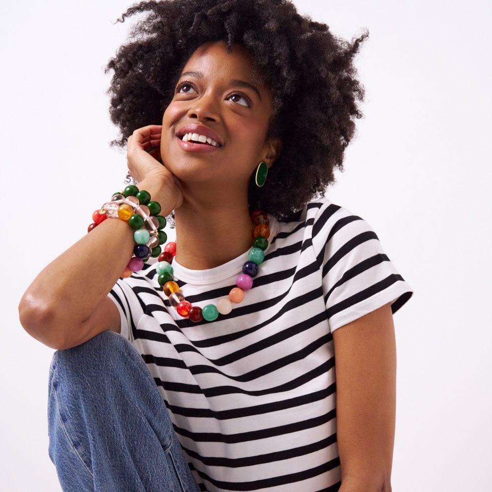 Cece Large Multicolor Resin Bead Bracelet