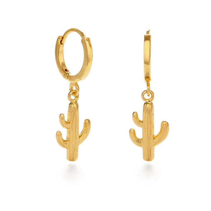 Saguaro Cactus Huggie Hoop Earrings