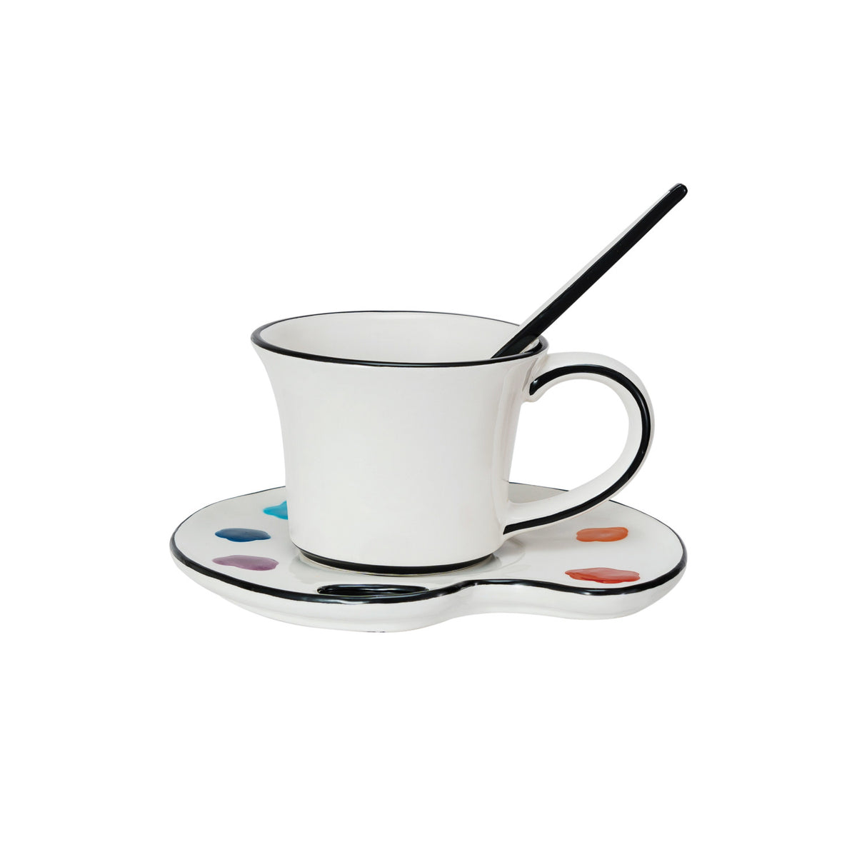Ceramic Paint Palette Saucer + Teacup + Stirrer
