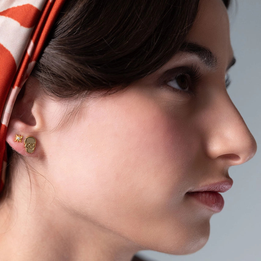 Boucles d'oreilles à tige en forme de crâne de sucre mexicain
