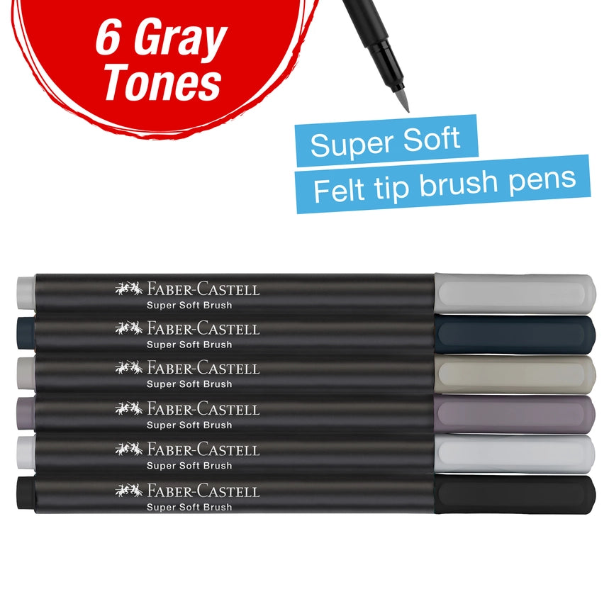Black Edition Super Soft Brush Pen Markers 6 Ct