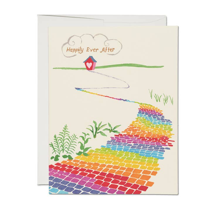 Carte de vœux d'amour Rainbow Brick Road