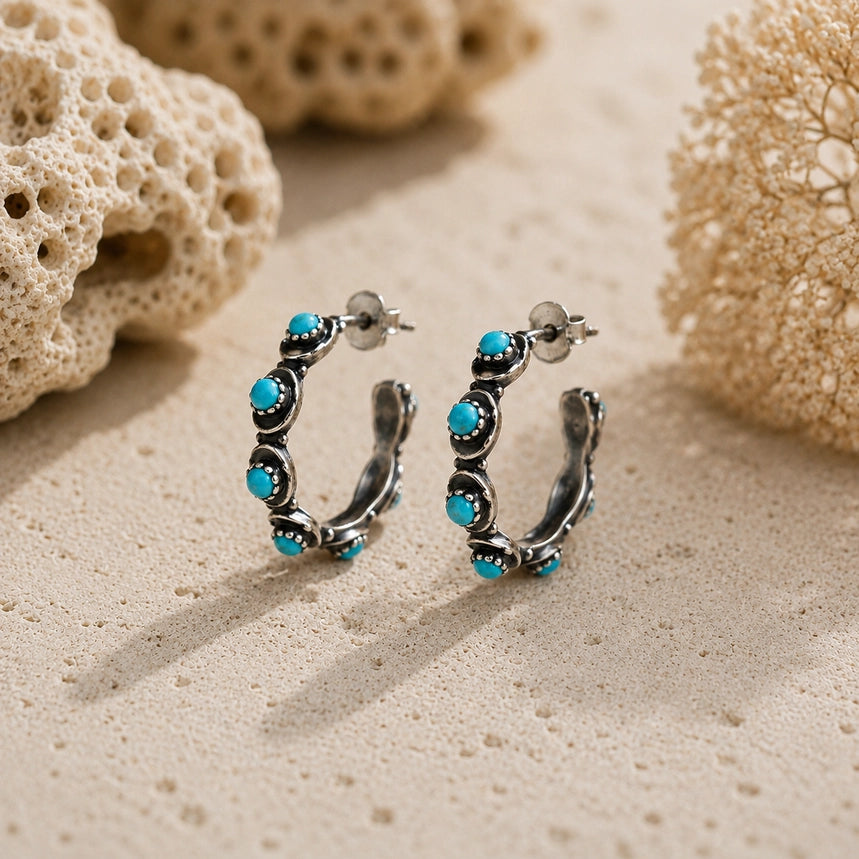 Sam Turquoise Hoop Earrings