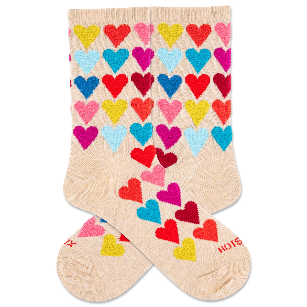Fuzzy Heart Crew Socks