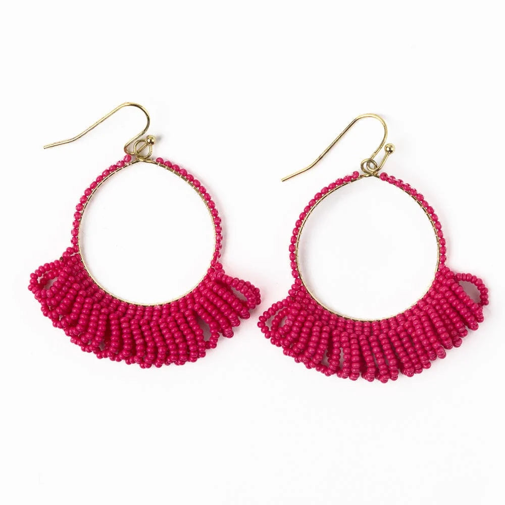 Kendra Fringe Hoop Seed Bead Earrings