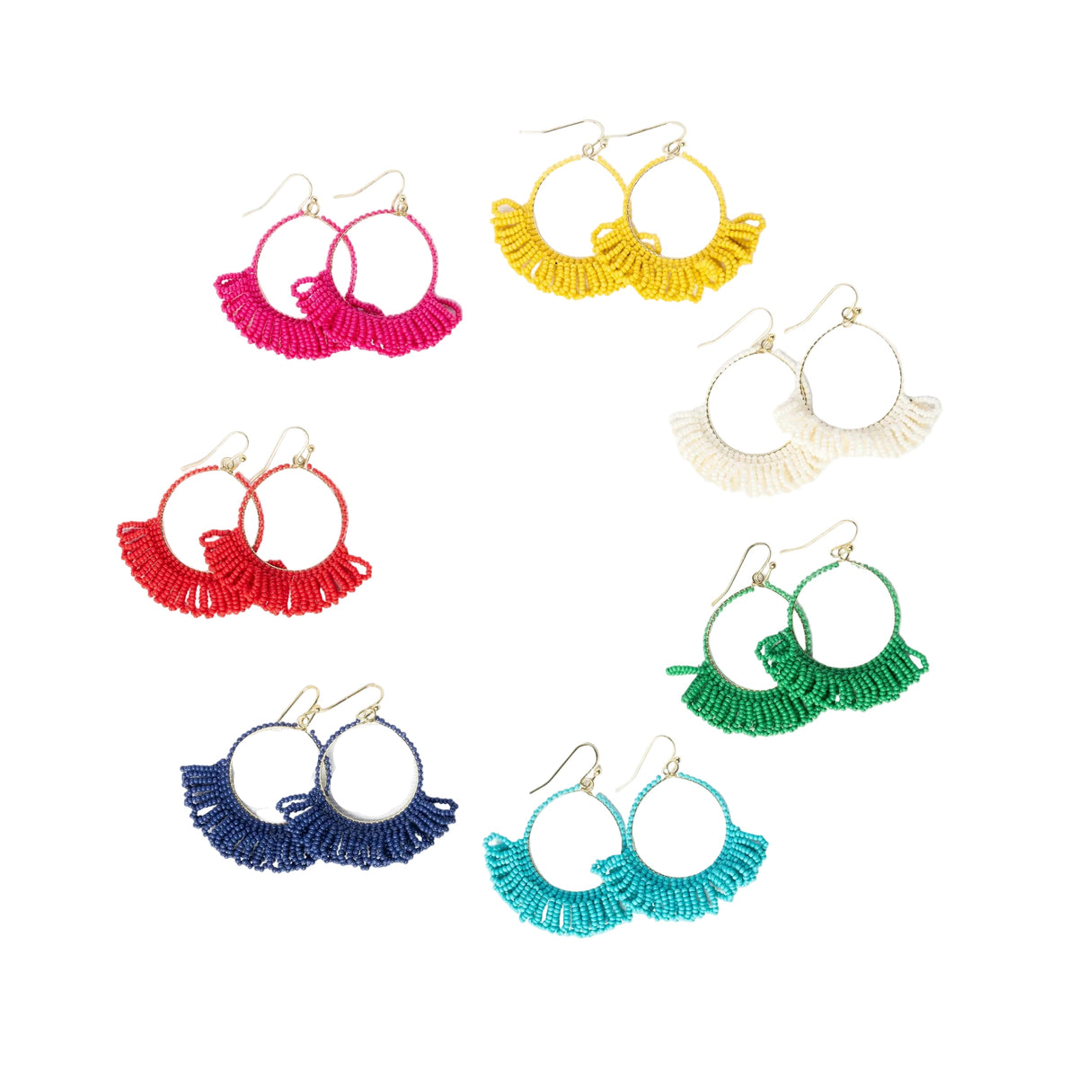 Kendra Fringe Hoop Seed Bead Earrings