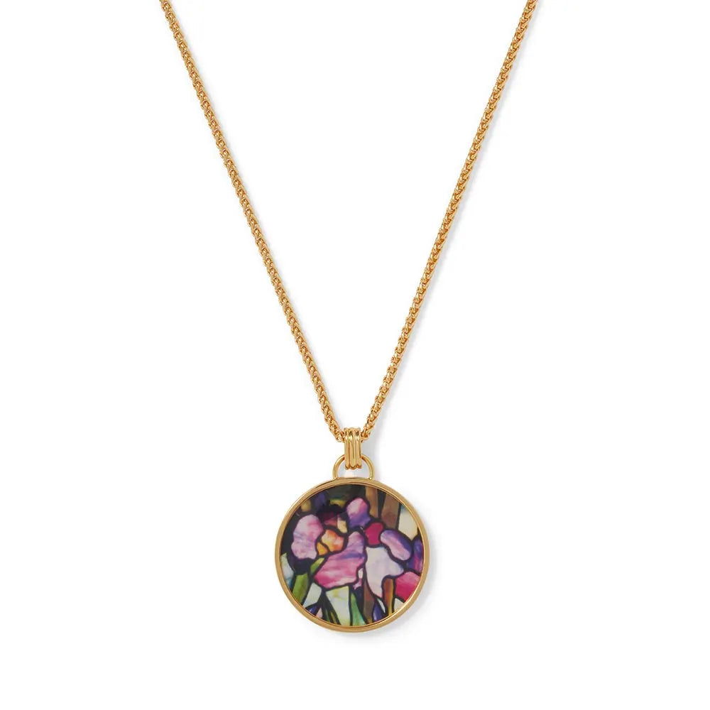 Tiffany Magnolias and Irises Enamel Pendant Necklace