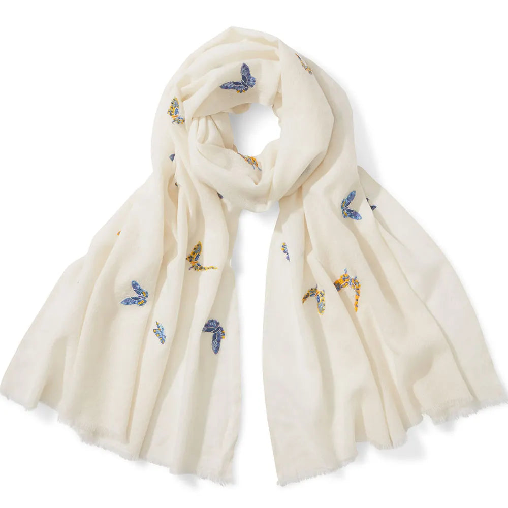 Qing Embroidered Butterflies Oblong Scarf