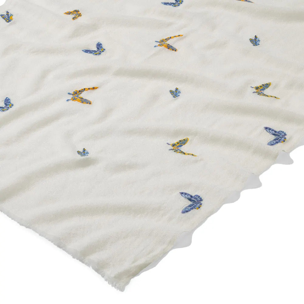 Qing Embroidered Butterflies Oblong Scarf