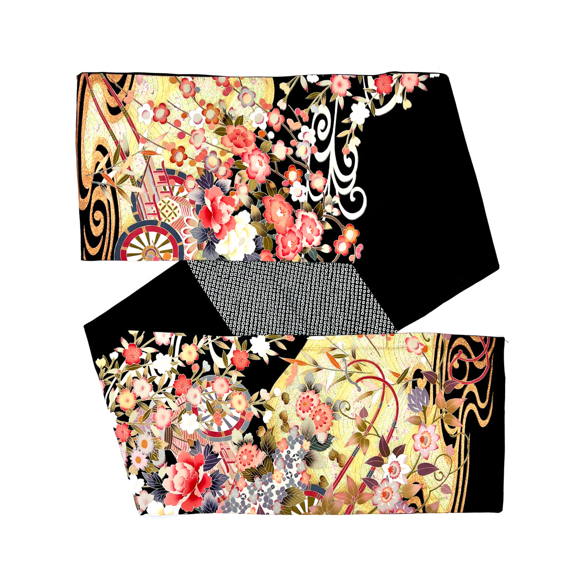 vintage Kimono Yuzen Large Écharpe