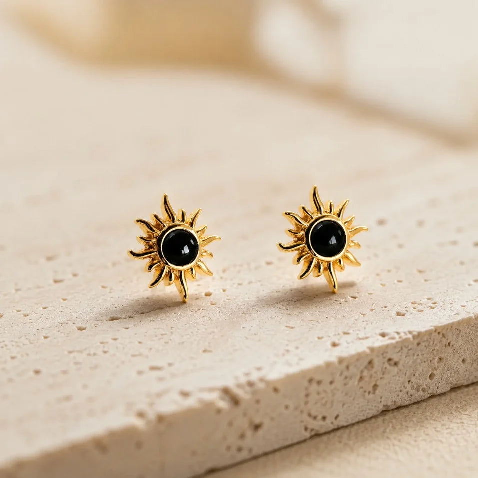18K Gold Sunburst Earrings